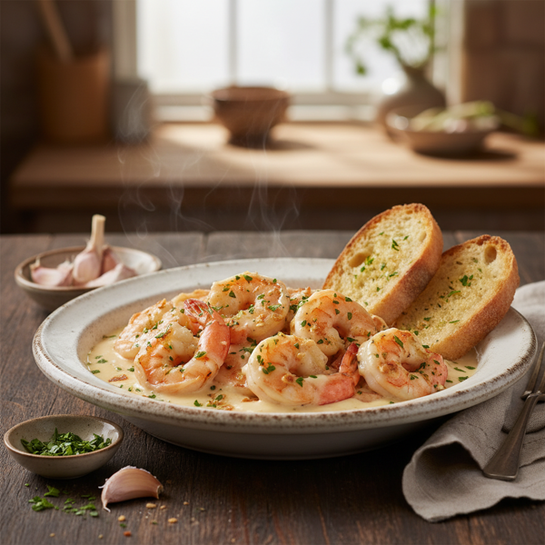 Garlic Infused Creamy Prawns recipe