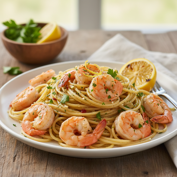Garlic Lemon Parsley Shrimp Spaghetti recipe
