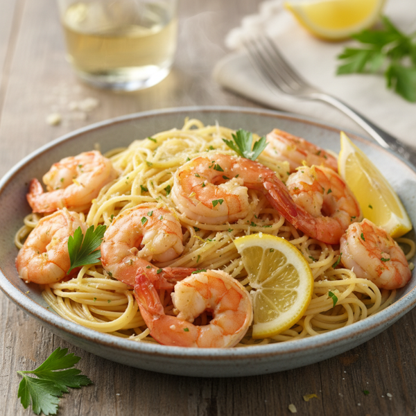 Garlic Lemon Shrimp with Angel Hair Pasta recipe