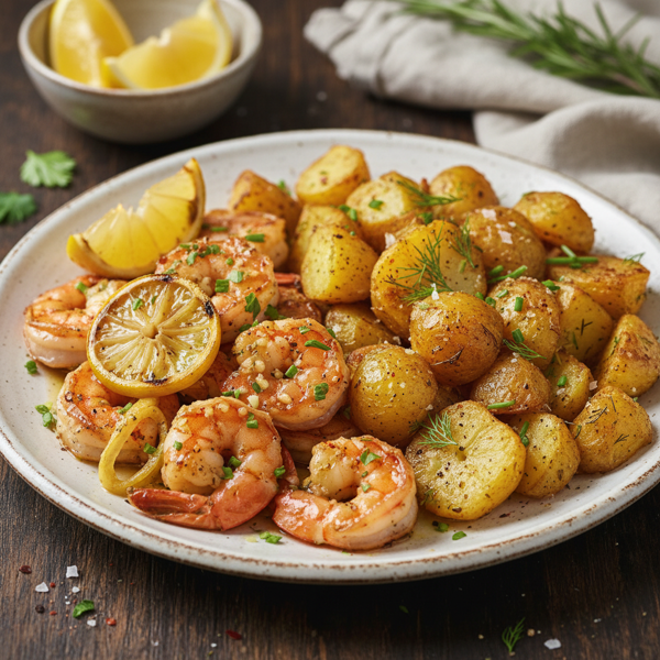Garlic Lemon Shrimp with Crispy Potatoes recipe