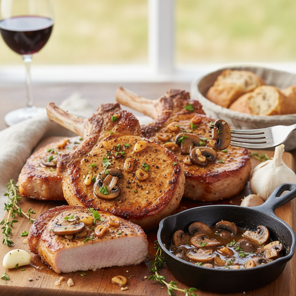 Garlic Mushroom-Infused Pork Chops recipe