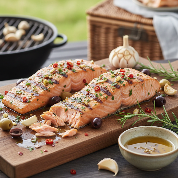 Garlic Olive Oil Grilled Salmon recipe