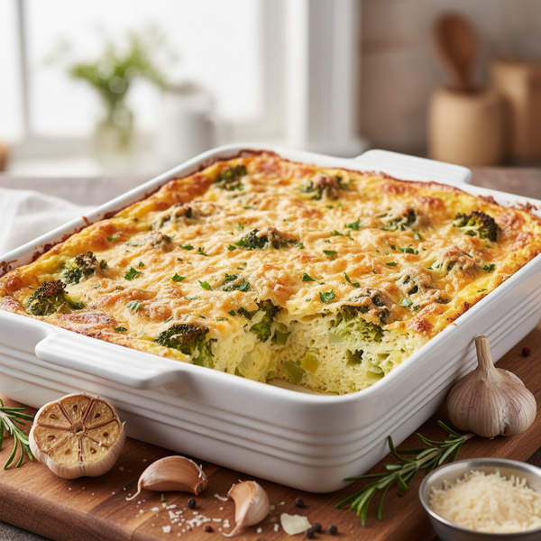 Garlic Parmesan Broccoli Egg Bake recipe