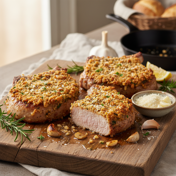 Garlic Parmesan Crusted Pork Chops recipe