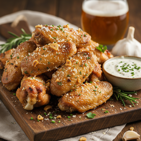 Garlic Parmesan Herb-Infused Chicken Wings recipe