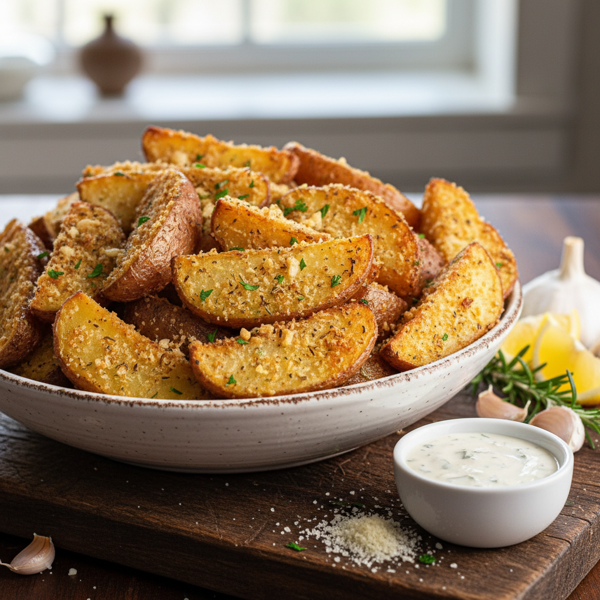 Garlic Parmesan Roasted Red Potato Wedges recipe