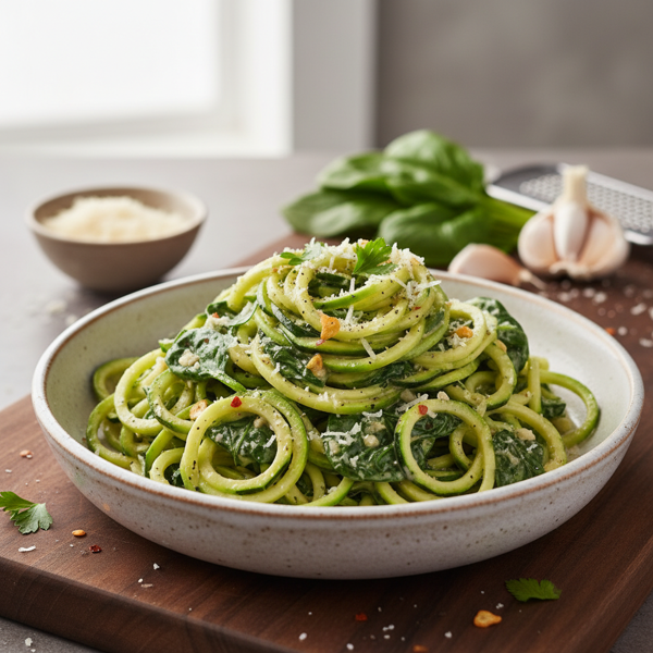 Garlic Parmesan Spinach Zoodles recipe