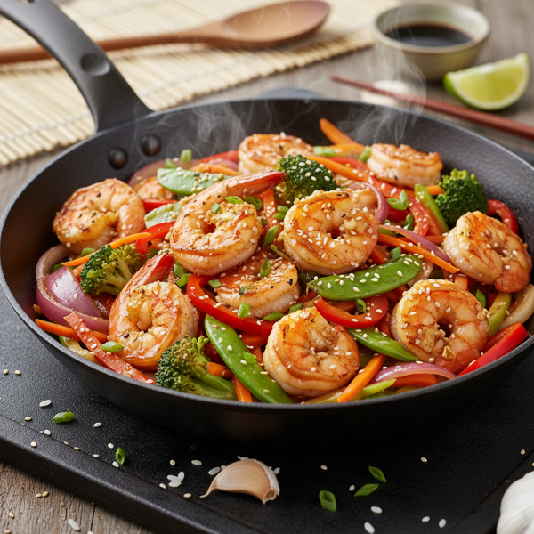 Garlic Shrimp Stir-Fry with Colorful Veggies recipe