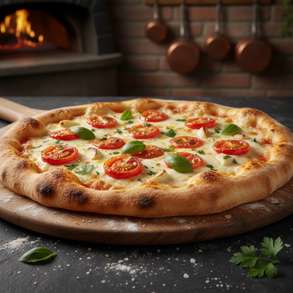 Garlic Tomato White Pizza Delight recipe