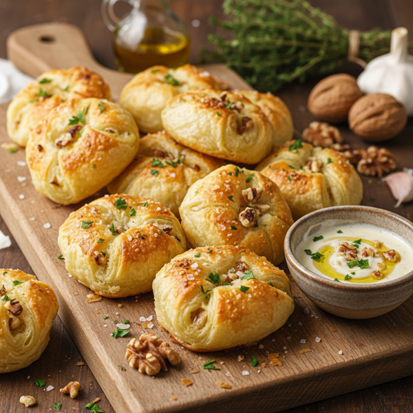 Garlic & Walnut Phyllo Puffs recipe