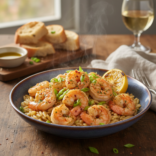 Garlicky Shrimp Scampi with Orzo and Green Onions recipe