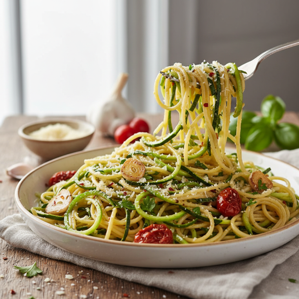 Garlicky Zucchini Spaghetti Delight recipe