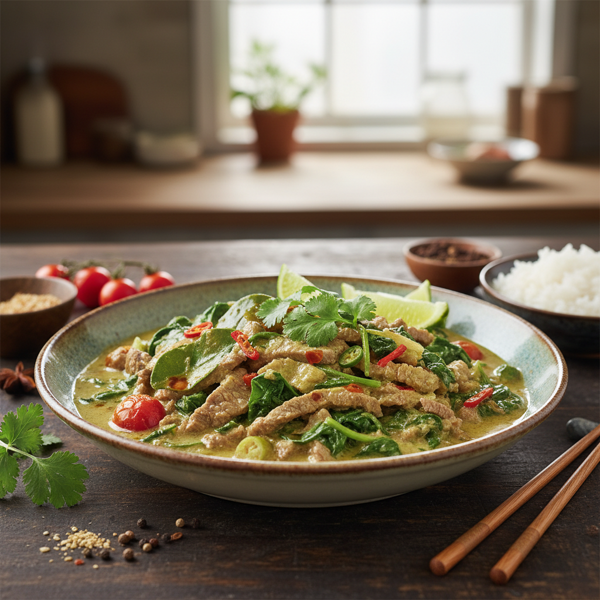 Gentle Thai-Style Beef and Spinach Curry recipe