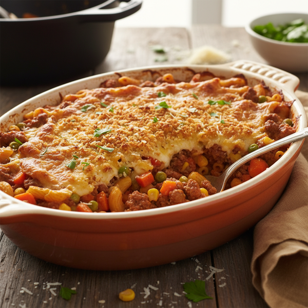 Geraldine's Hearty Beef and Pasta Casserole recipe