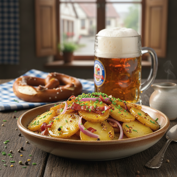 German-Style Warm Potato Salad with Beer and Mustard Vinaigrette recipe