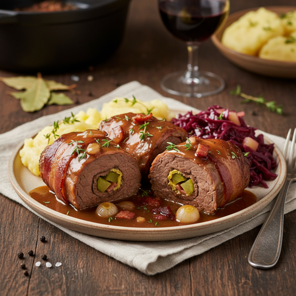 German Beef Rind Rolls with Tangy Pickle Filling recipe