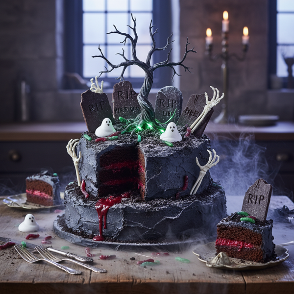 Ghastly Graveyard Cake recipe