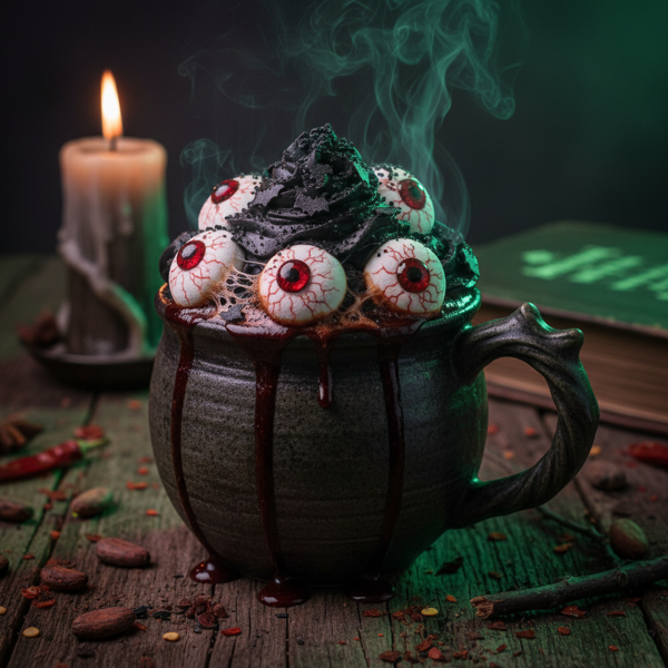 Ghastly Hot Cocoa with Marshmallow Eyeballs recipe