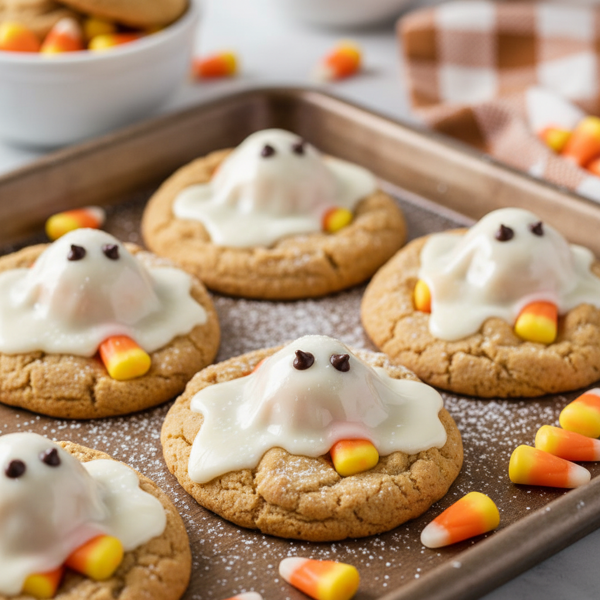 Ghostly Peanut Butter Candy Corn Cookies recipe