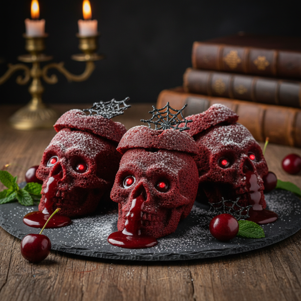 Ghoulish Red Velvet Molten Lava Skulls recipe