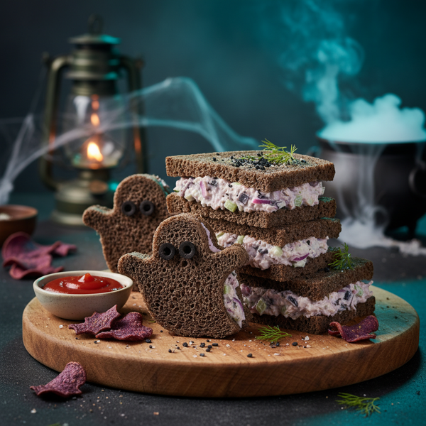 Ghoulish Tuna Ghost Sandwiches recipe