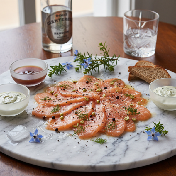 Gin-Infused Juniper Salmon Gravlax recipe