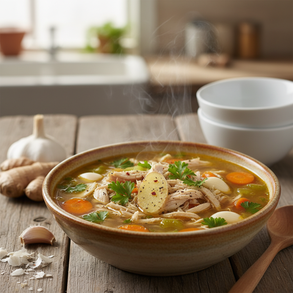 Ginger-Garlic Immunity Booster Chicken Soup recipe