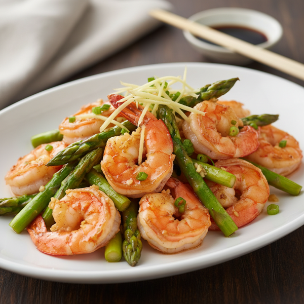 Ginger-Infused Jumbo Shrimp and Asparagus Delight recipe