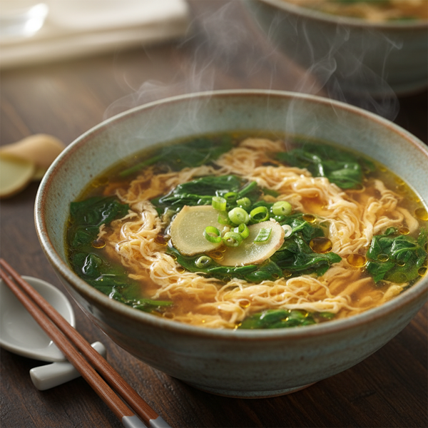 Ginger-Infused Spinach Egg Drop Soup recipe