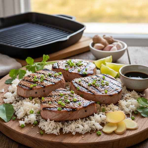 Ginger-Lime Grilled Tuna Steaks with Soy Glaze recipe