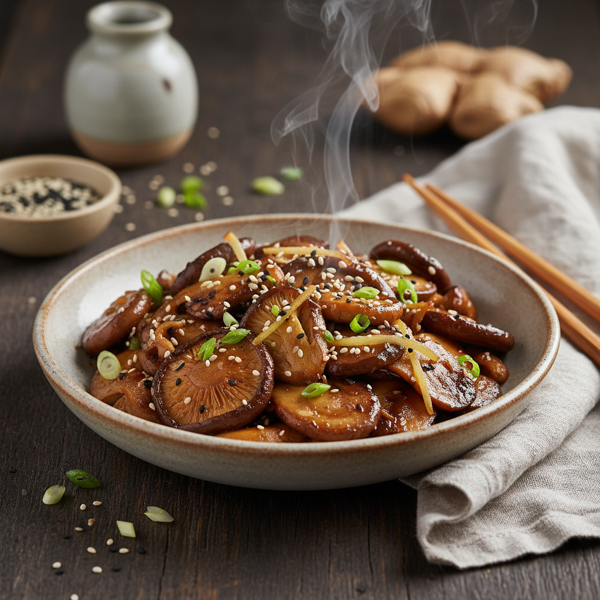 Ginger-Sesame Sautéed Mushrooms recipe