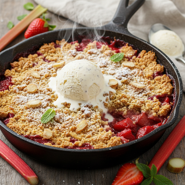 Ginger-Spiced Strawberry-Rhubarb Crisp Delight recipe
