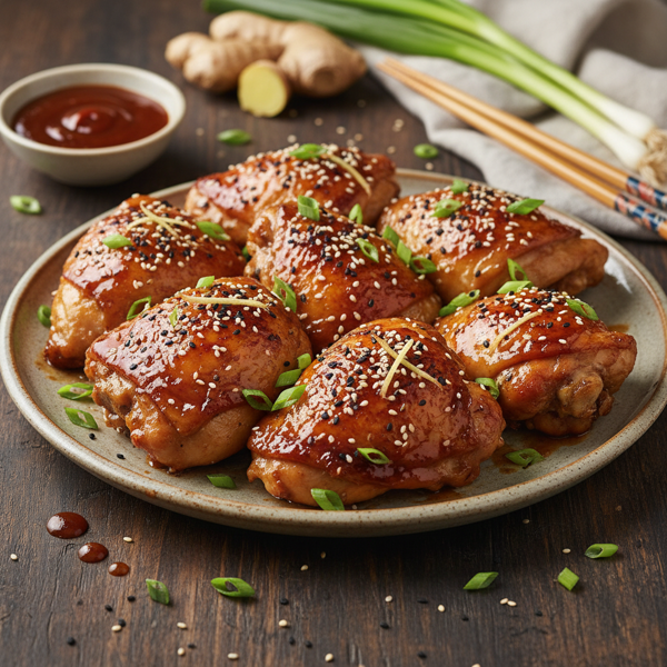Ginger Glazed Hoisin Chicken Thighs with Sesame and Scallion recipe