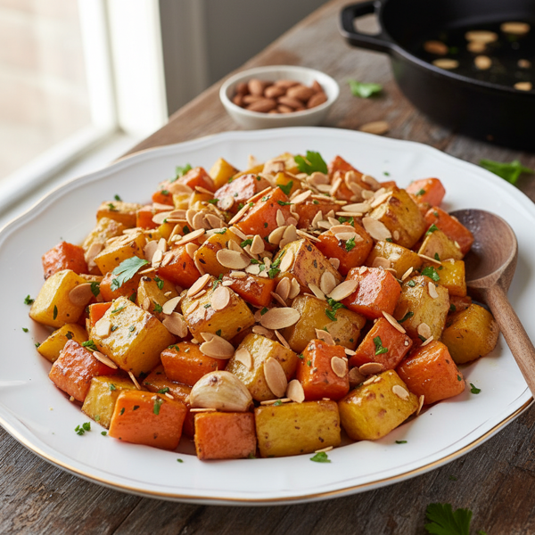 Glazed Carrots and Parsnips with Almonds recipe
