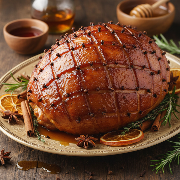Glazed Honey Whiskey Clove-Basted Ham recipe