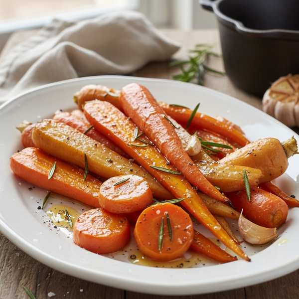 Glazed Parsnips and Carrots with Rosemary Infusion recipe