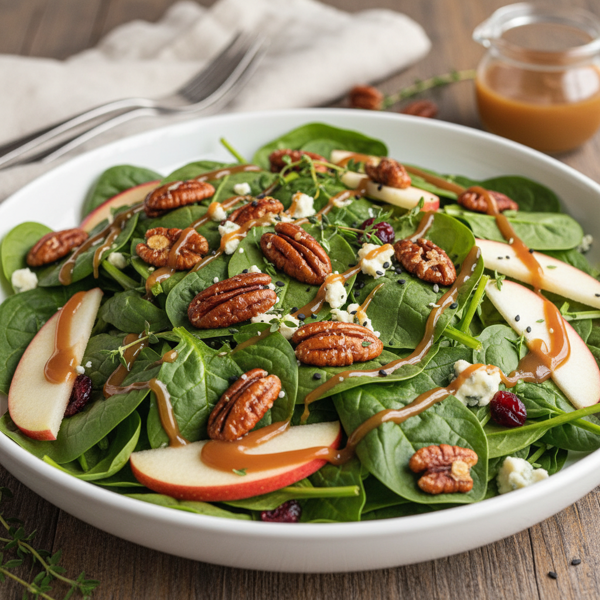 Glazed Pecan Spinach Apple Salad recipe