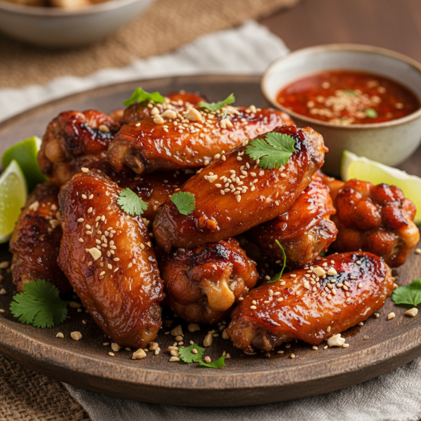 Glazed Thai BBQ Chicken Wings recipe