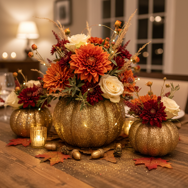 Glittering Pumpkin Floral Centerpieces recipe
