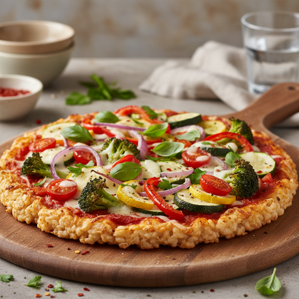 Gluten-Free Rice Crust Veggie Delight Pizza recipe
