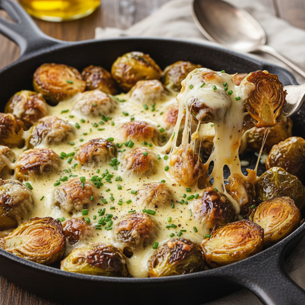 Golden-Crusted Caramelized Brussels Sprouts with Cheese recipe