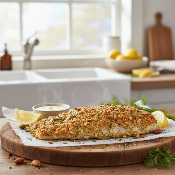 Golden Almond-Crusted Baked Fish recipe