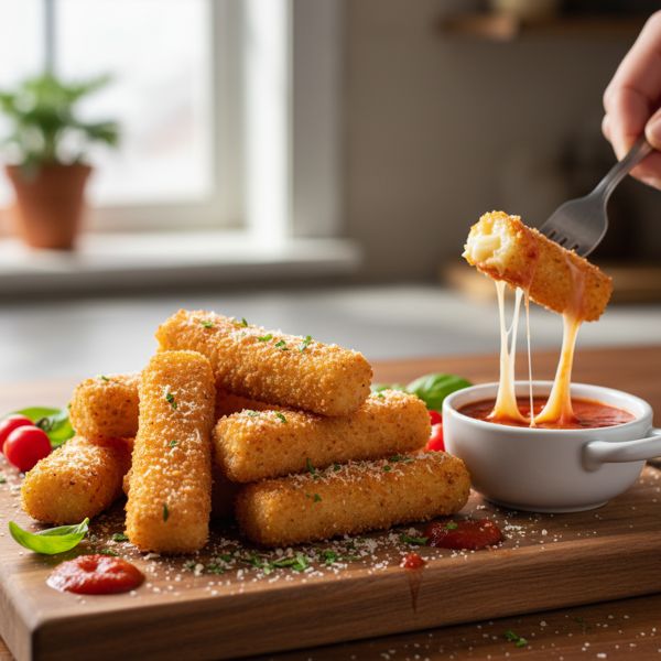 Golden Baked Mozzarella Sticks recipe