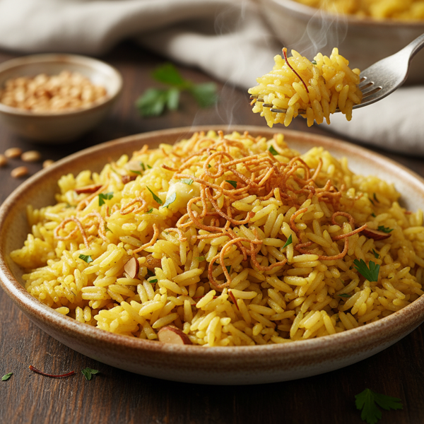 Golden Buttered Rice Pilaf with Toasted Noodles recipe