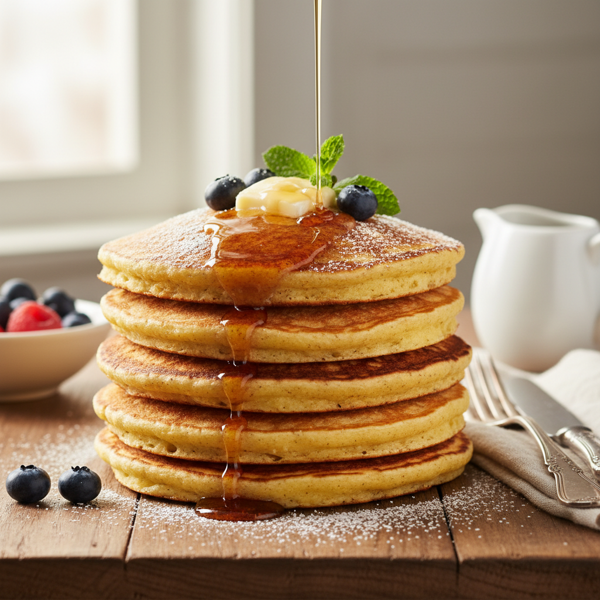 Golden Cornmeal Buttermilk Pancakes recipe