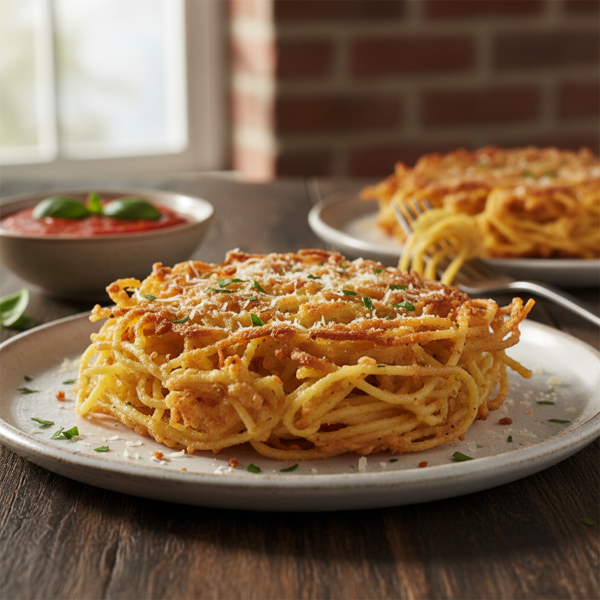 Golden Crispy Fried Spaghetti recipe