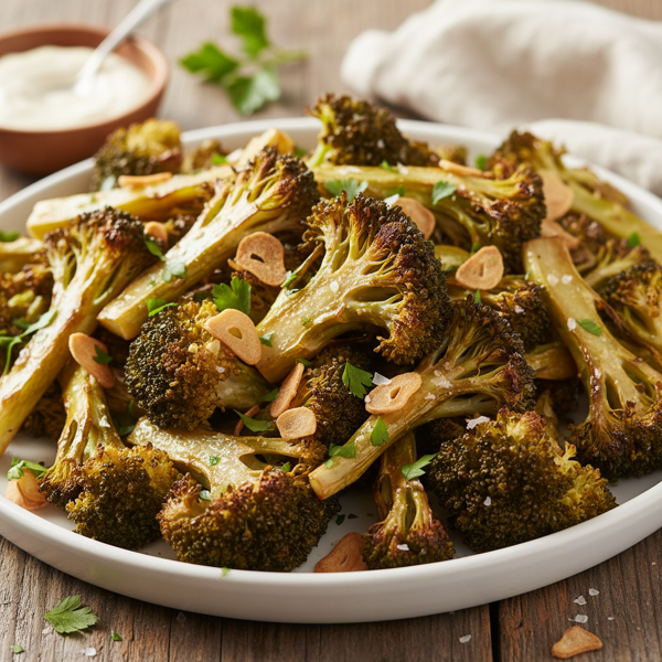 Golden Crispy Garlic Roasted Broccoli recipe