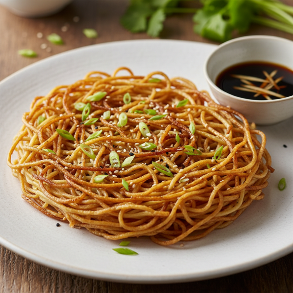 Golden Crispy Pan-Fried Egg Noodles recipe