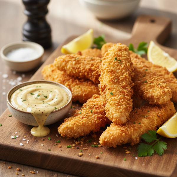 Golden Crispy Panko Chicken Tenders with Zesty Honey Mustard Dip recipe