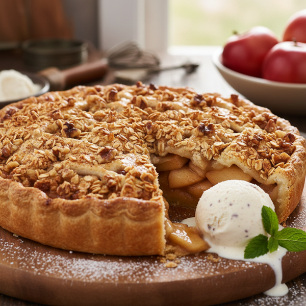 Golden Delights Apple Pie with Crispy Oat Crumb Topping recipe